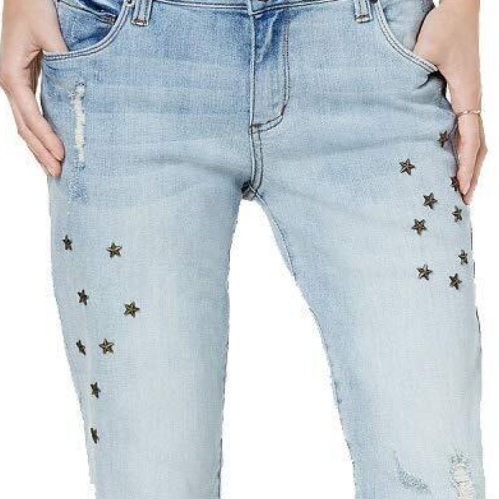 STS BLUE New Jeans Tomboy Star Studded Raw Hem Ankle Blue Pants NWT Women's 32 - Picture 5 of 17
